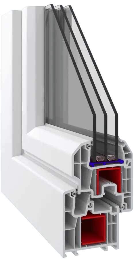 Adopen Atlantik 777 PVC pencere profil kesiti